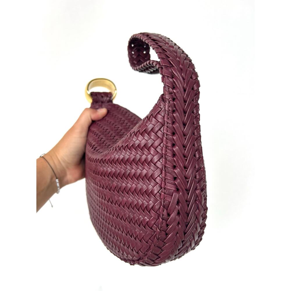 AMANU Zambia Oxblood Woven Leather Purse Handbag Burgundy Clutch Small - Picture 13 of 14